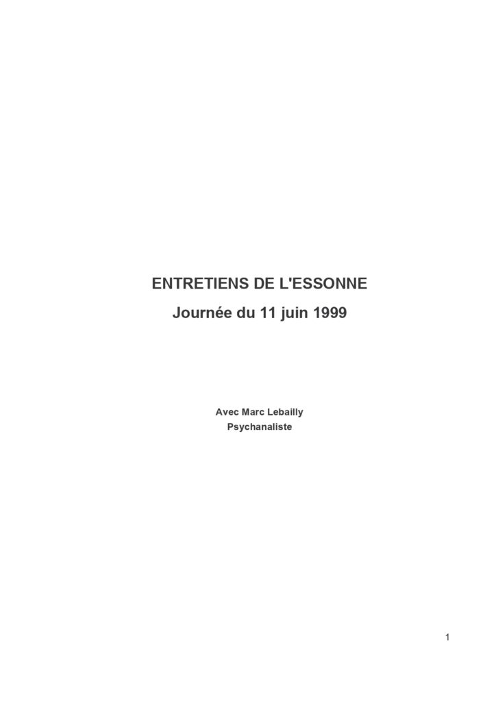 couverture de l'entretien de l'essonne du 11 juin 1999